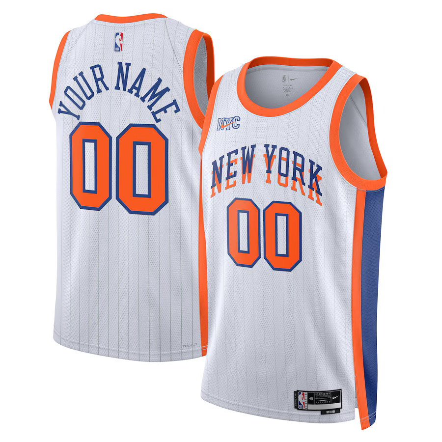 Men New York Knicks Nike White City Edition 2024-25 Custom Swingman NBA Jersey->new york knicks->NBA Jersey